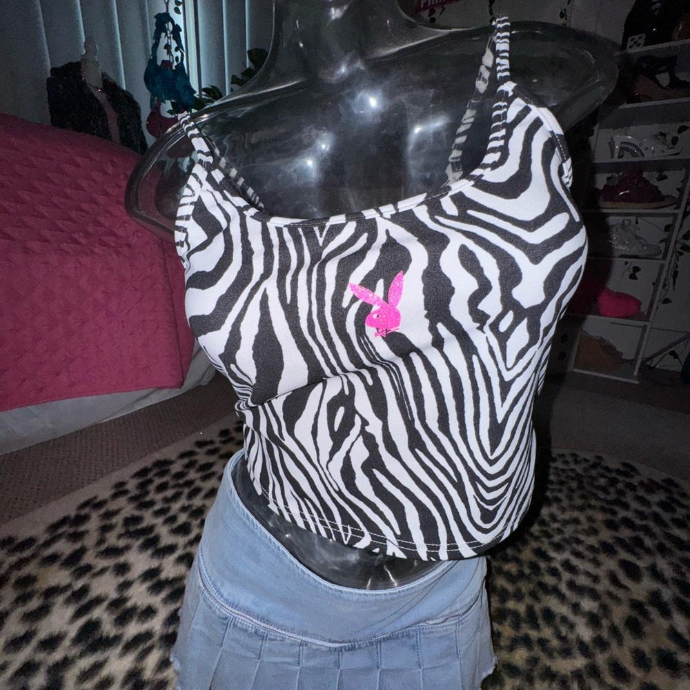 Zebra Print Women's Top with Pink Accent - Picture 3 of 4